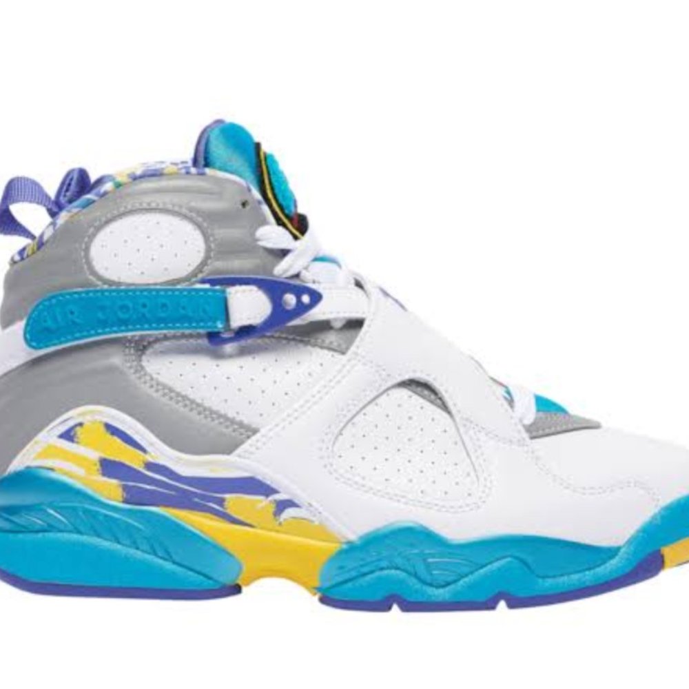 Women's Air Jordan 8 Retro Size 8 White Aqua